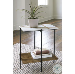 Braxmore White and Light Brown Accent Table