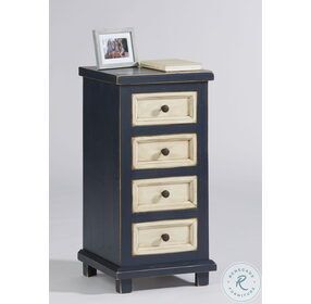 Sallie Distressed Navy 4 Drawer Chairside Table