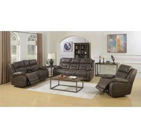 Aria Saddle Brown Power Reclining Sofa with Power Headrest And Footrest