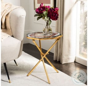 Angelo Multi Color And Gold Round Side Table