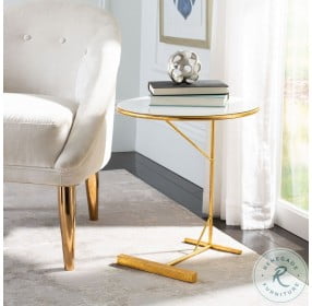 Sionne White Enamel And Gold Round C Table