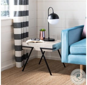 Jett Light Gray And Black Square Accent Table