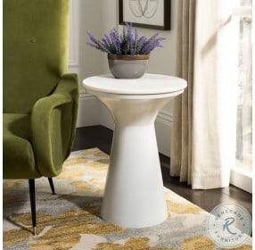 Mila White Marble Pedestal End Table