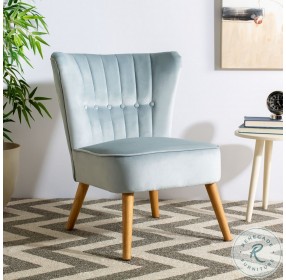 June Slate Blue And Natural Mid Century Accent Chair