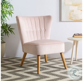 June Blush Pink And Natural Mid Century Accent Chair
