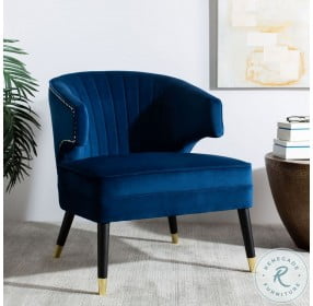 Stazia Navy And Black Wingback Accent Chair