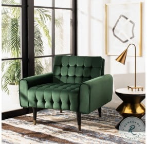 Amaris Forest Green And Black Tufted Accent Chair