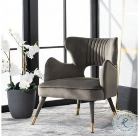 Blair Shale And Gold Wingback Accent Chair