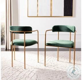 Camille Malachite Green Velvet And Gold Side Chair Set Of 2