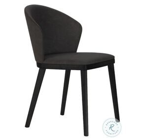Achele Anthracite Leather Dining Chair Set of 2