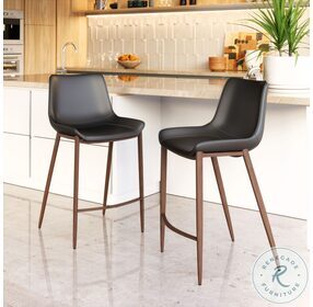 Magnus Black and Walnut Counter Height Stool Set of 2
