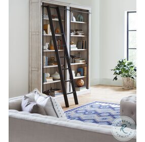 Avondale Farmhouse White 2 Piece Bookcase Wall with Ladder