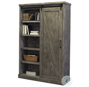 Avondale Rustic Gray 94" Bookcase with Sliding Door