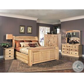 Amish Highlands Natural Queen Panel Storage Bed