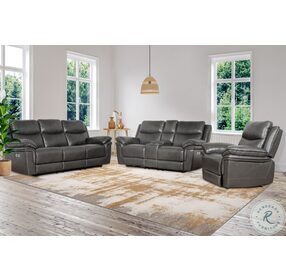 Ryland Gray Power Reclining Console Loveseat Power Headrest And Footrest