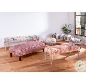 Algiers Multi Color Tihiri Red Print Upholstered Bench