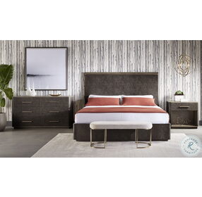 Altman Gray Faux Leather King Panel Bed