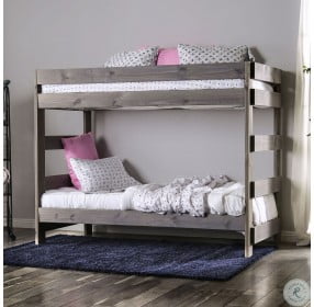 Ampelios Black And Light Oak Twin Over Twin Bunk Bed