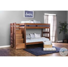 Arlette Mahogany Brown Twin Over Twin Bunk Bed