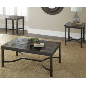 Ambrose Rustic Honey And Antiqued Ebony Cocktail Table