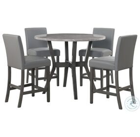 Vania Ambridge Brushed Gray 5 Piece Counter Height Dining Table Set