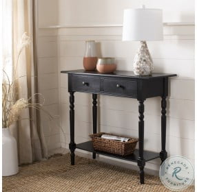 Rosemary Distressed Black 2 Drawer Console Table