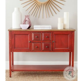 Charlotte Egyptian Red And Oak Top Storage Sideboard