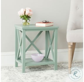 Candence Dusty Green Cross Back End Table