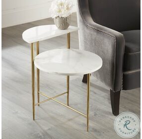 Patna White Marble And Iron End Table