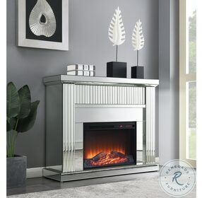 Ziva Silver Fireplace with Mantel Package