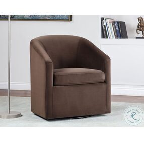 Arlo Cocoa Velvet Swivel Barrel Chair