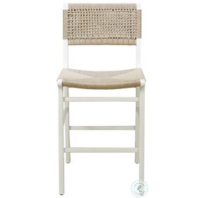 Astrid Matte White Lacquer Woven Back Counter Height Stool