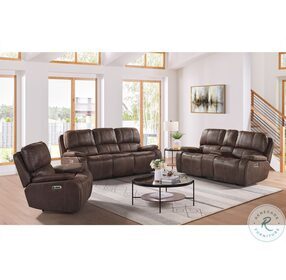Grover Atlantis Coffee Power Reclining Console Loveseat with Power Headrest