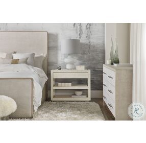 Cascade Lacquered Burlap And Soft Taupe 36" One Drawer Nightstand