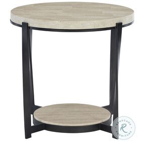 Berkshire Neutral Stone And Aged Pewter Side Table