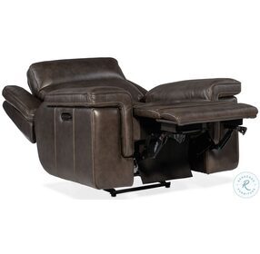 Montel Cosmos Cocao Leather Lay Flat Power Recliner With Power Headrest And Lumbar