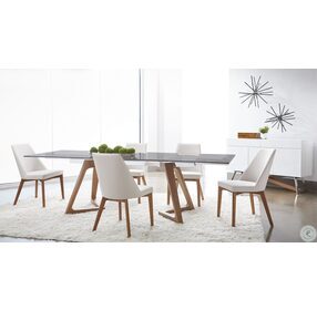 Meridian Walnut And Smoke Grey Axel Extendable Dining Table