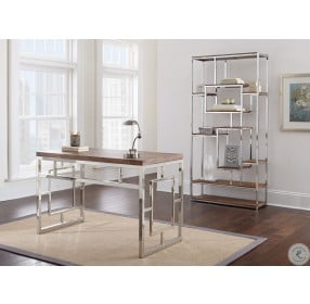 Alize Driftwood And Chrome Silver Shield 3D Laminate Desk