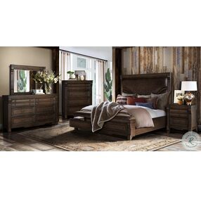 Grand Teton Distressed Brown Oak King Bench Storage Bed