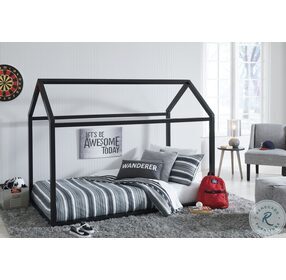 Flannibrook Black Twin House Bed Frame Only