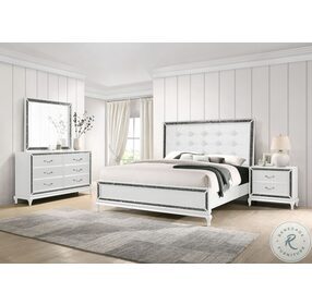 Park Imperial White Queen Upholstered Panel Bed