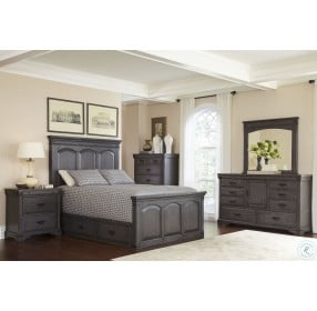 Aspen Village Brushed Gray Mahogany Queen Panel Storage Bed