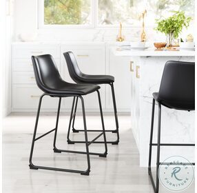 Smart Black and Black Counter Height Stool Set of 2