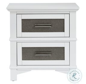 Dazzle White And Pewter Nightstand