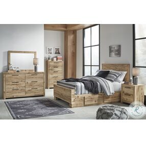 Hyanna Tan Brown Full Panel Bed with 1 Side Storage