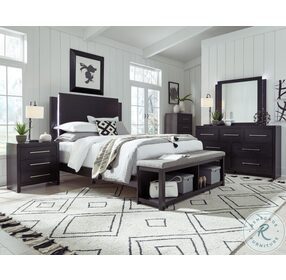 Foxfire Midnight King Panel Bed With Footboard Bench