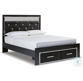Kaydell Black Lighted Upholstered Storage Panel Bedroom Set