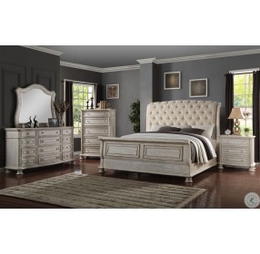 Barton Creek Off White Queen Upholstered Sleigh Bed