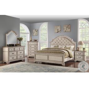 Anastasia Two Toned California King Upholstered Panel Bed