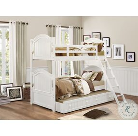 Clementine White Twin Over Twin Bunk Bed With Trundle